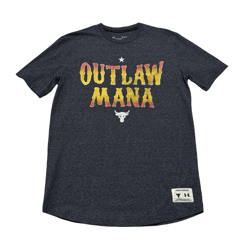 Under Armour Project Rock Men's Outlaw Mana T Shirt Gray Size Medium 20 x 29